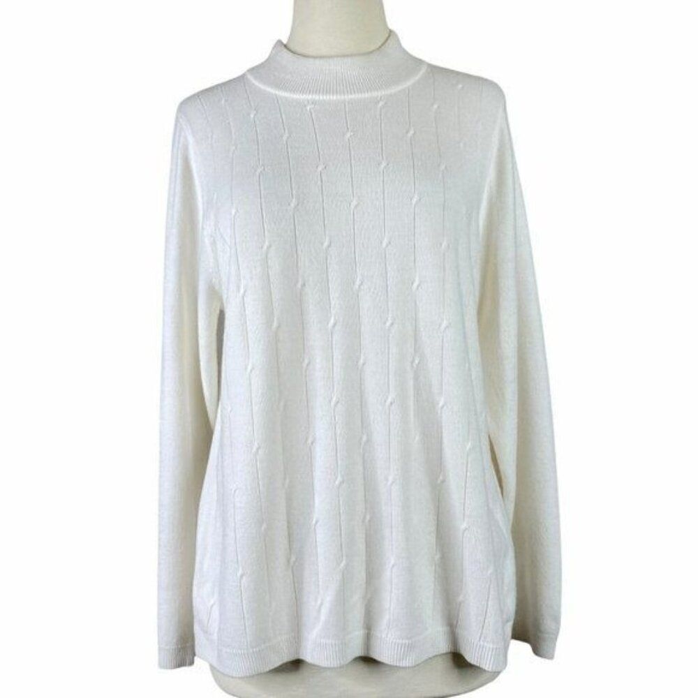 Alia Solid White Sweater Size Large